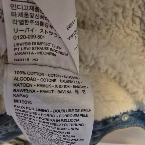 Men's Levi's Classic Blue Denim Jacket Sherpa Lining Size XXL Truckers Blue Jean - Picture 12 of 17